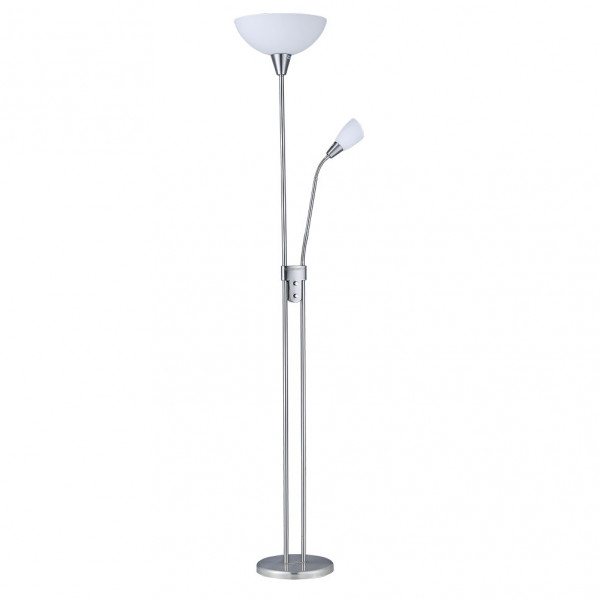 Pie De Salon Deneb 2 Luces, Con Punto Lector 180 Cm Niquel