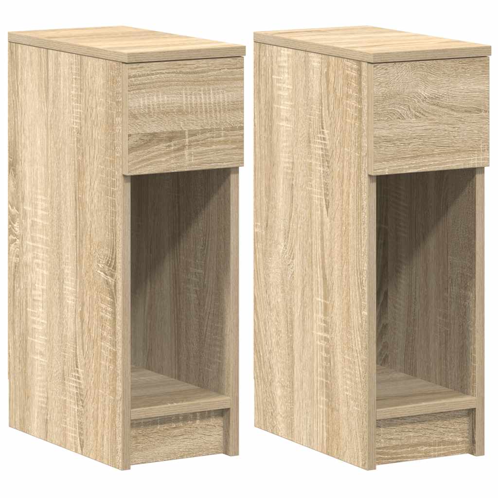 vidaXL Mesillas de noche con cajón 2 uds roble Sonoma 20x36x60 cm