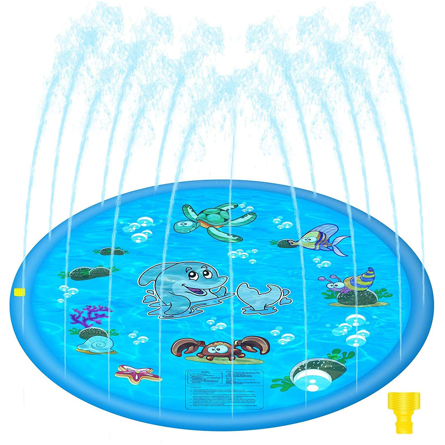 DAM. Splash Pad. Juguete inflable con aspersor de agua para jugar. 150cm de diámetro. Diseño animales acuáticos. 150x150x9cm.