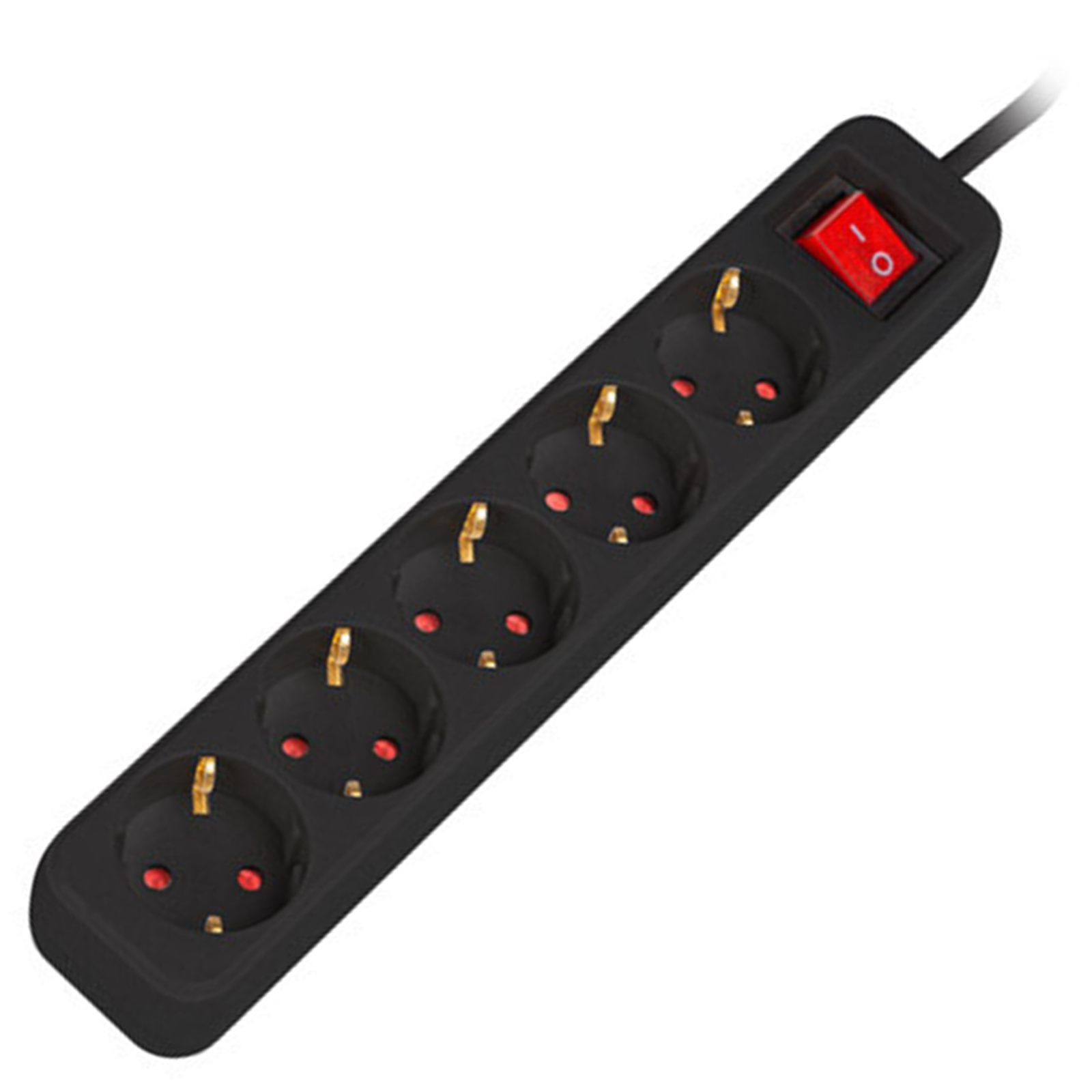 Regleta de 5 enchufes Schuko con interruptor de Lanberg color negro 1.5m - Lanberg