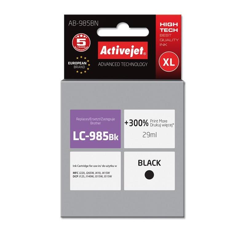 Cartucho de Tinta Activejet AB 985BN | Alto Rendimiento XL | Compatible con Brother