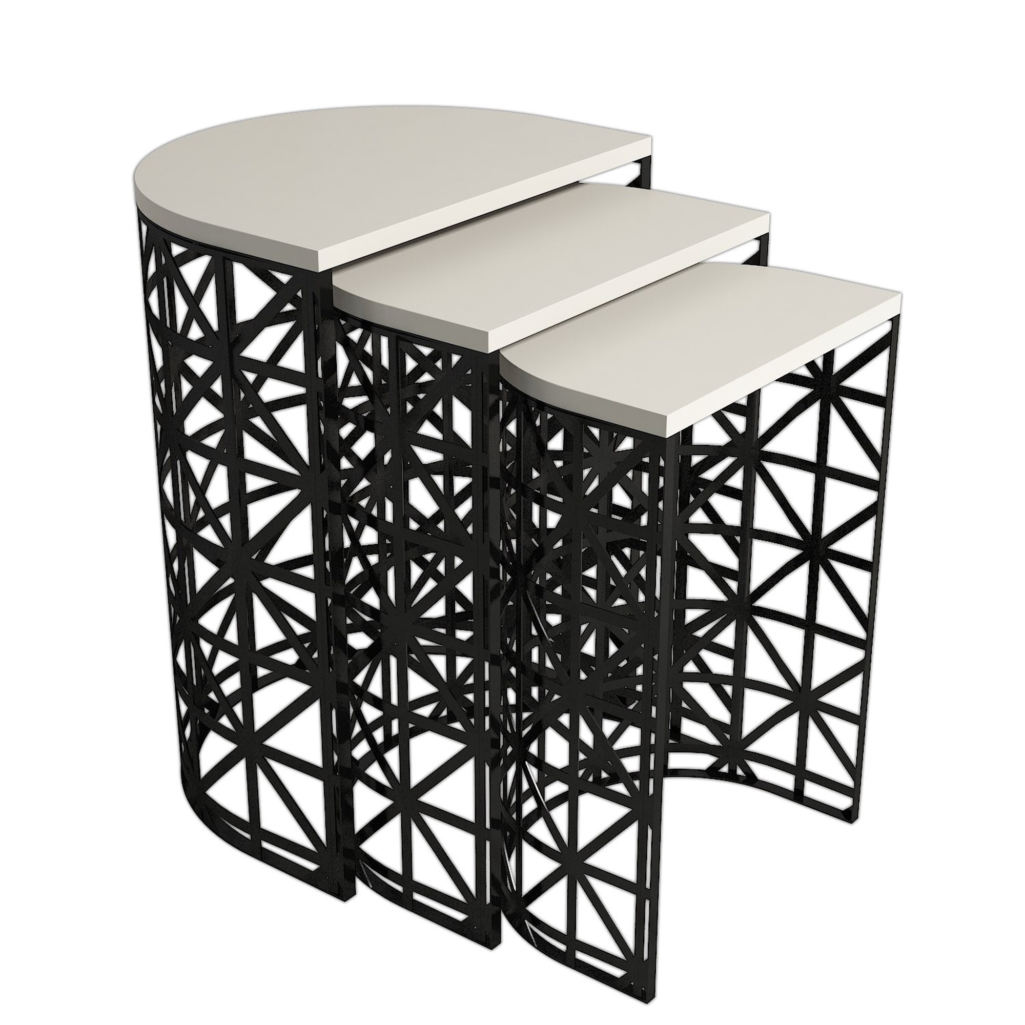 Mesa nido,100% Tablero de aglomerado rechapado en melamina, Color Crema Negro WELLHOME