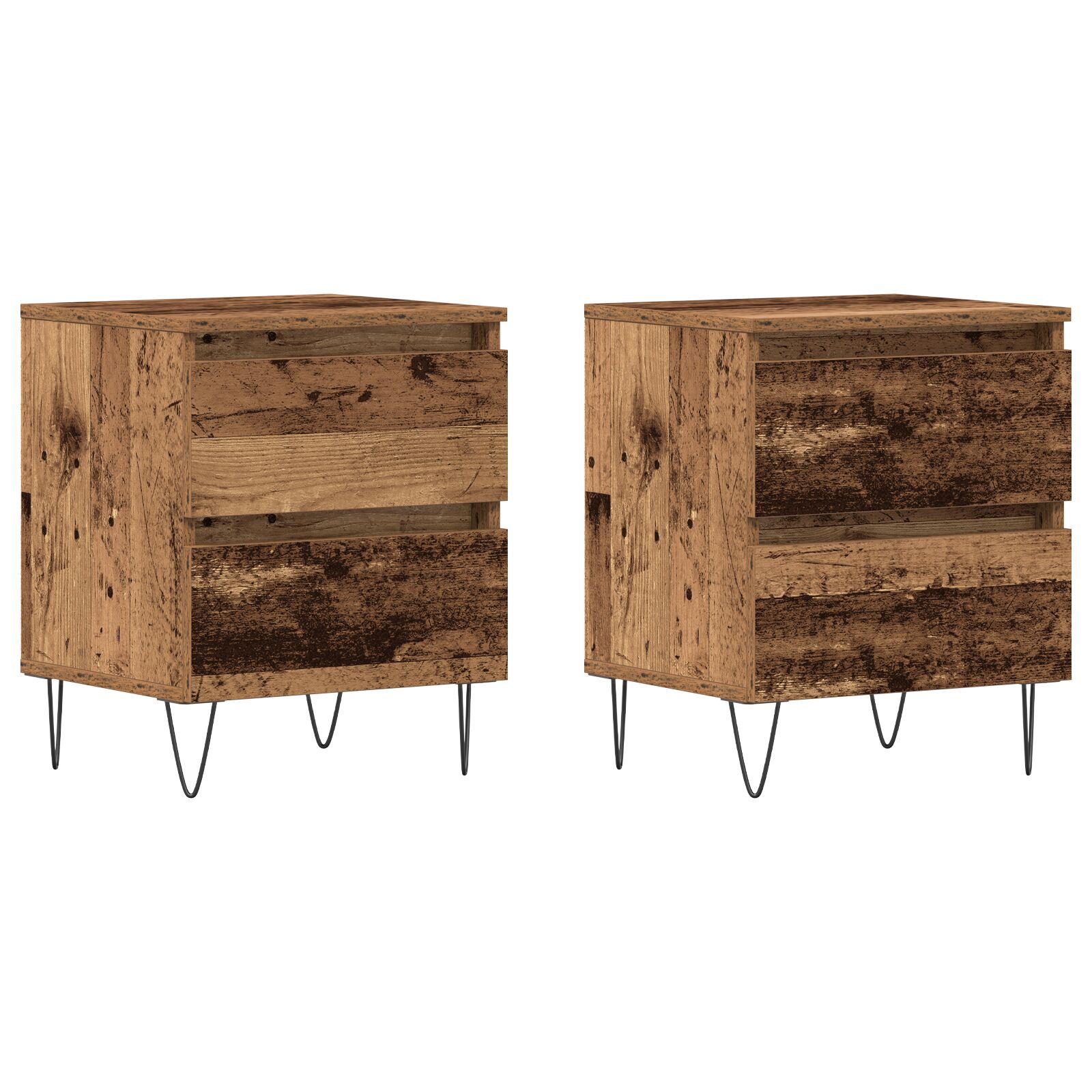 Cajones de Noche vidaXL 2 pcs Madera Vieja 40x35x50 cm Madera Ecológica