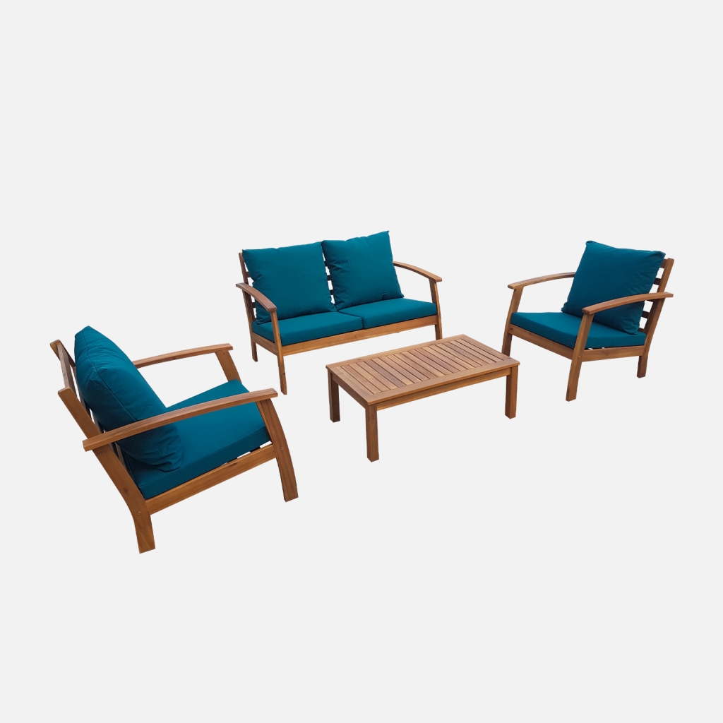 sweeek - Muebles de jardín de madera de 4 plazas, Ushuaia, Madera, 123x82.7x74.6 cm