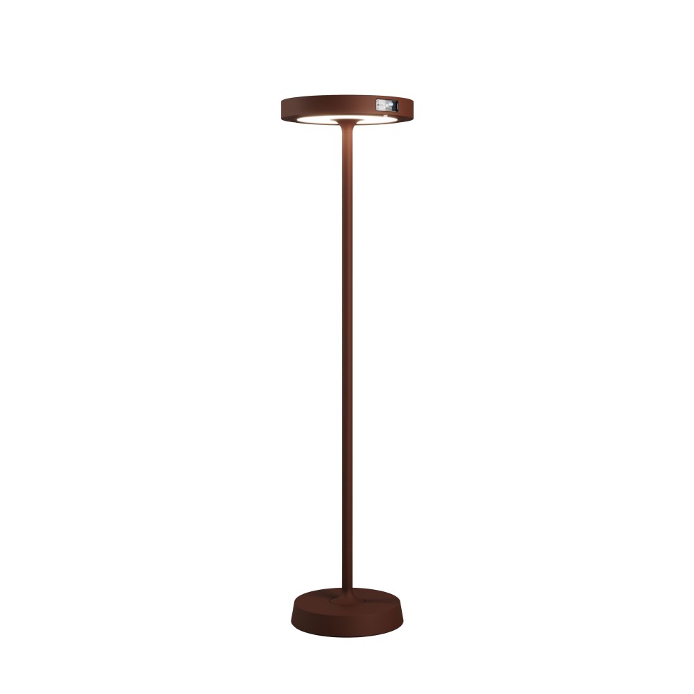 Lámpara de pie solar Barbell Solar RF - LED recargable de 65 W - Lámpara de pie para exterior, 3 alturas (156-113-70 cm) Corten - ZAFFERANO