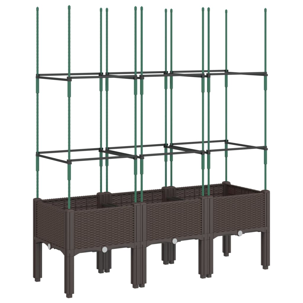vidaXL Jardinera con enrejado PP marrón 120x40x142,5 cm