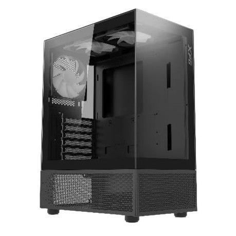 XPG - Caja para PC Gaming Invader X Mini ATX con ventana lateral, compatible con placas ATX/Micro-ATX/Mini-ITX, soporta hasta 4 ventiladores y radiador de 240 mm, puertos USB-C y USB-A, diseño compacto en negro