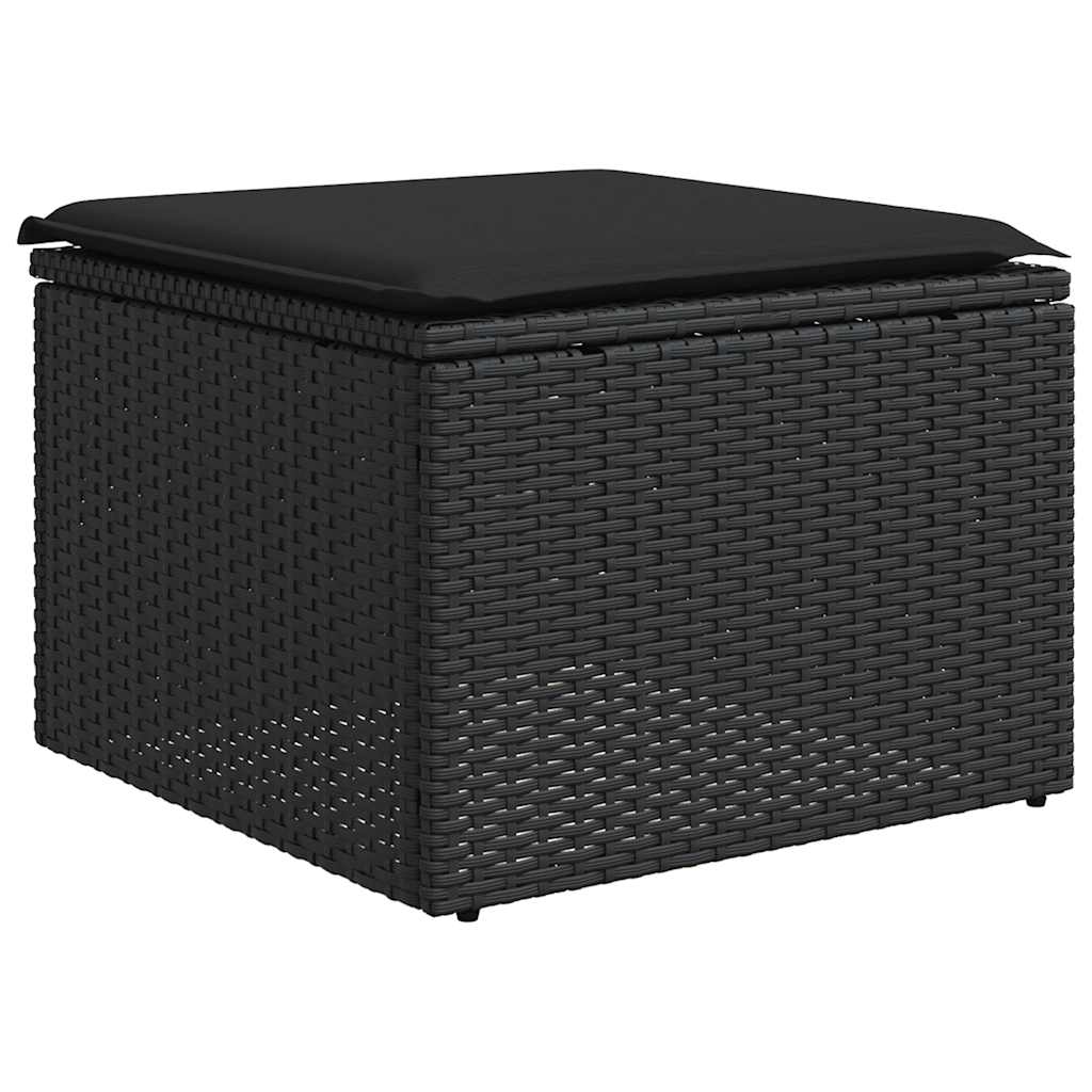 Vidaxl Taburete de Jardín con Cojín Asiento de Cubo Mueble Patio Ratán Sintético 55x55x37cm