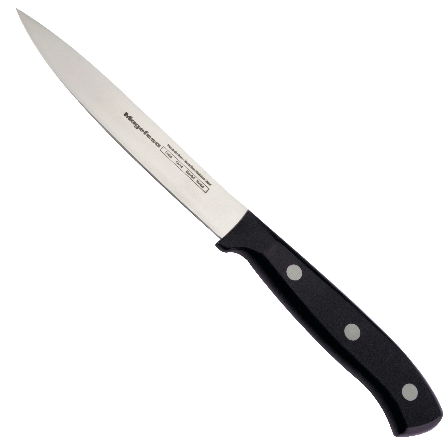 Magefesa Filo - Cuchillo Universal 14cm, Acero Inoxidable, Resistente, Estable, Mangos Modernos de Color Negro, Máxima Precisión, Limpieza Fácil