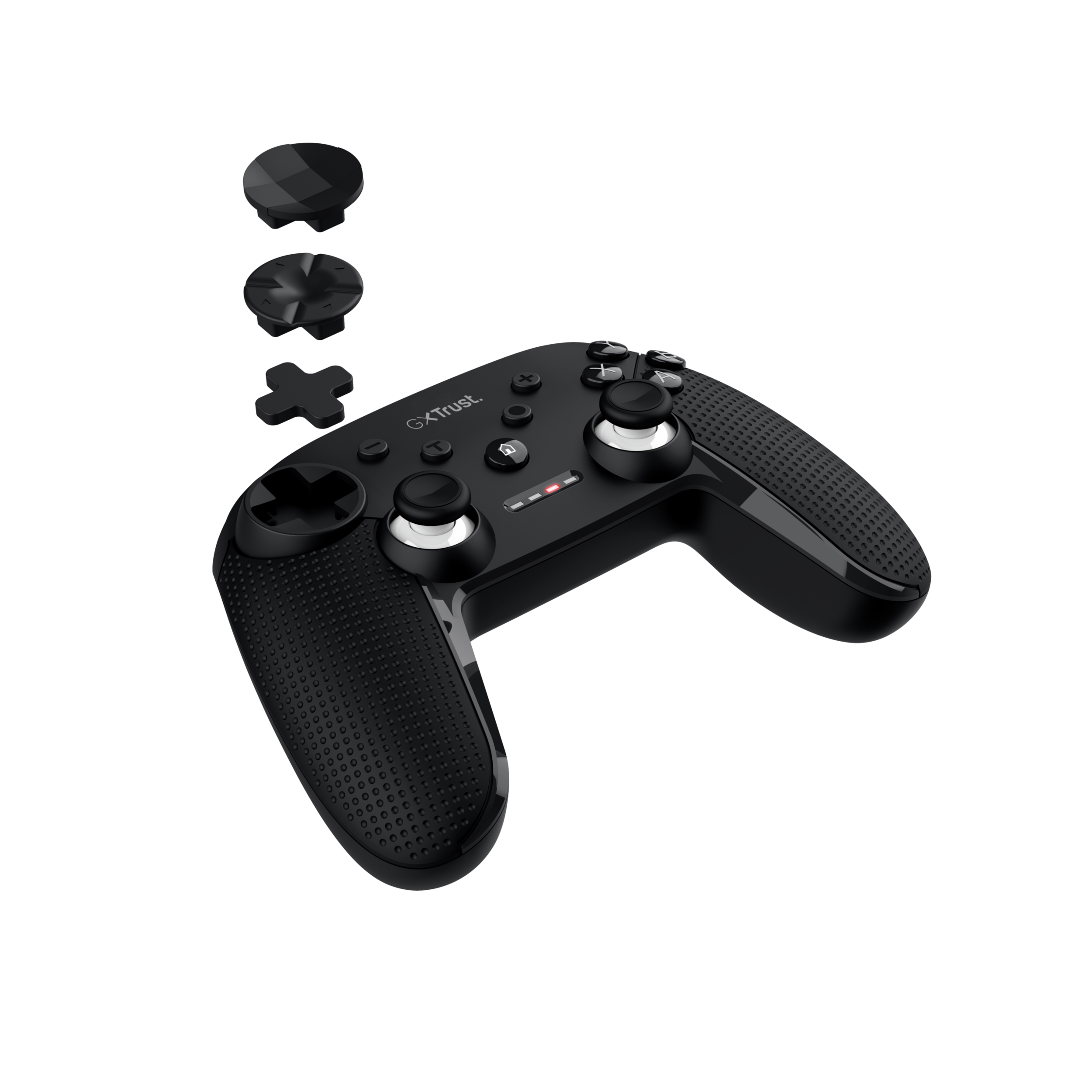 Trust Gaming GXT 542 Muta - Controlador Inalámbrico para Gaming con Triple Conexión, Compatibilidad Multiplataforma, Batería Recargable, Sensor de Movimiento y Cable USB-C de 3 m, Incluye Paneles Intercambiables