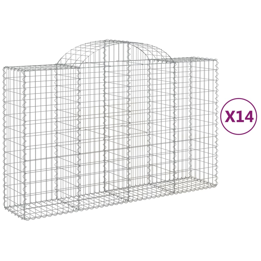vidaXL Cestas gaviones 14 uds forma de arco hierro Dimensiones 200 x 30 x 40/60 cm, 200 x 30 x 60/80 cm, 200 x 30 x 80/100 cm y mas