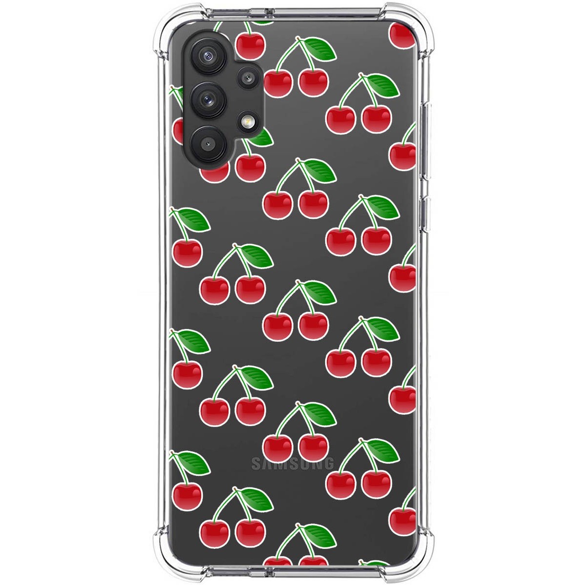 Tumundosmartphone Funda Silicona Antigolpes para Samsung Galaxy A32 5G diseño Cerezas Dibujos