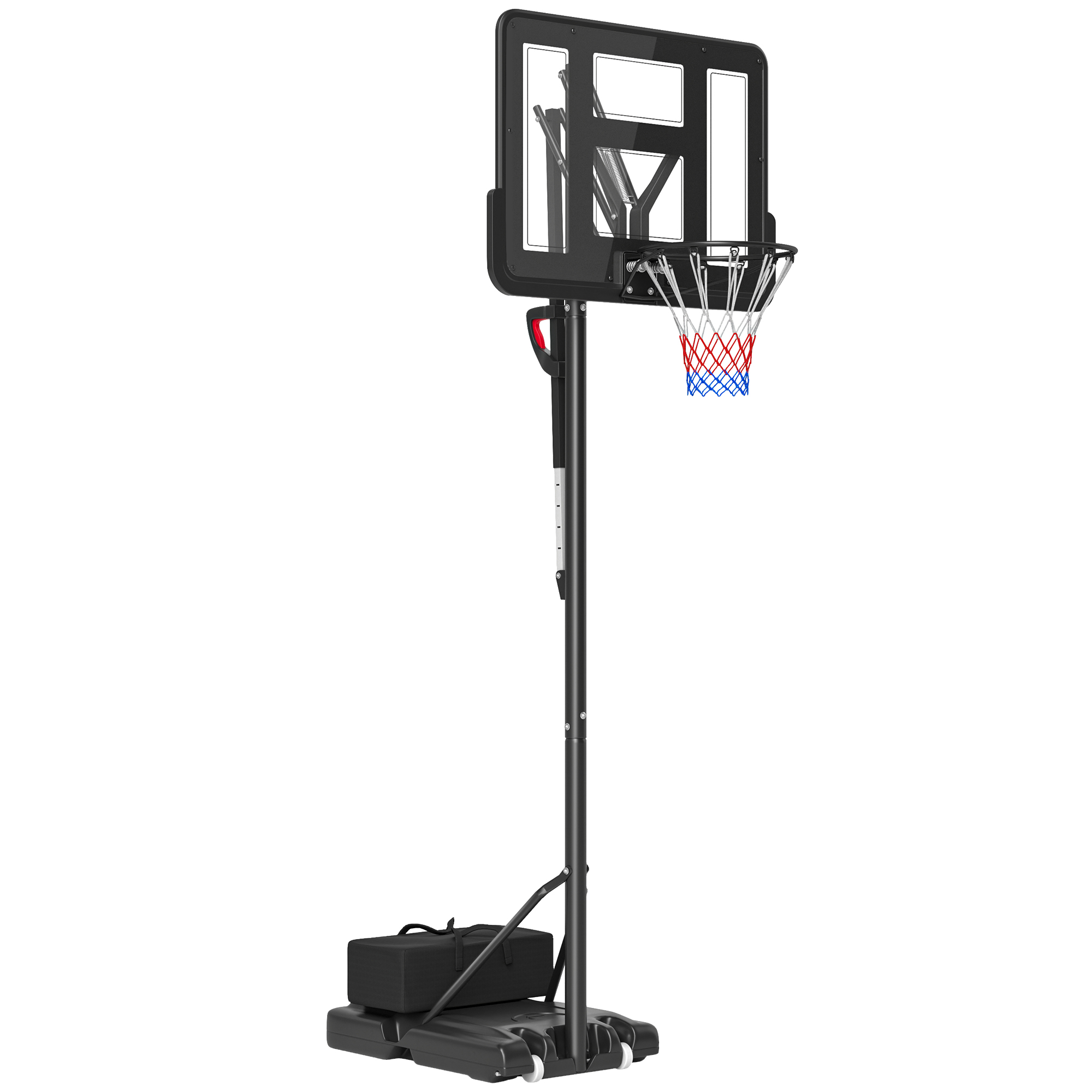 SPORTNOW Canasta de Baloncesto de Exterior con Altura Ajustable 235-305 cm Aro de Baloncesto con Soporte Canasta de Baloncesto con Ruedas Base Rellenable Bolsa de Peso Negro