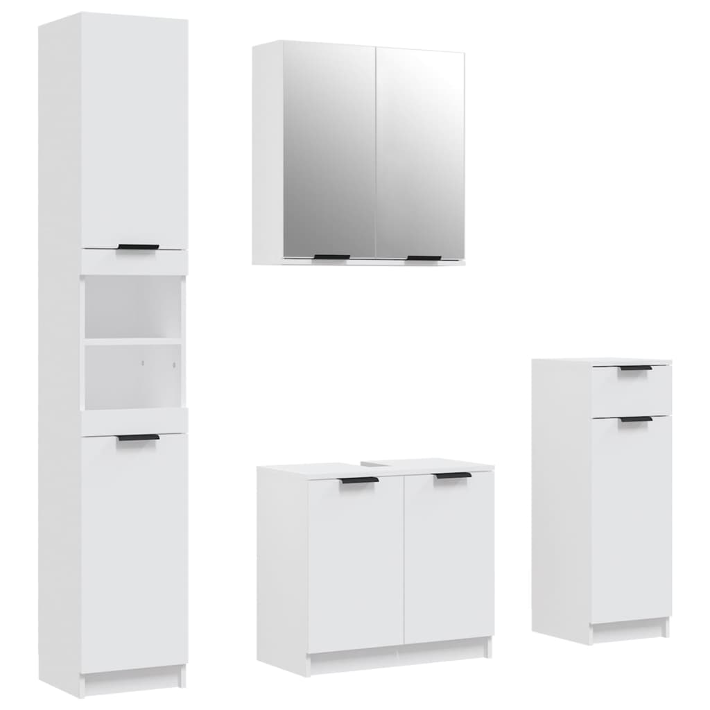 vidaXL Juego de muebles de baño 4 piezas madera contrachapada blanco