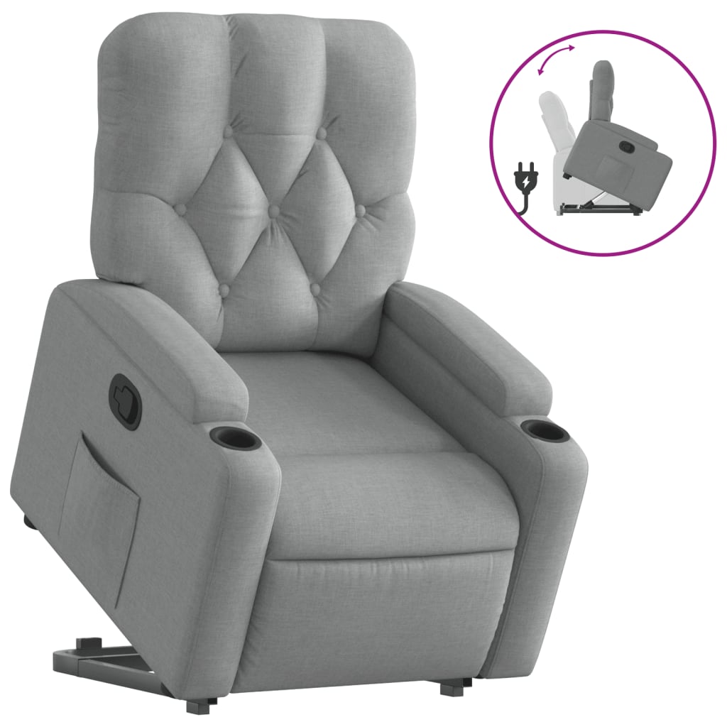 vidaXL Sillón reclinable elevable de tela gris claro