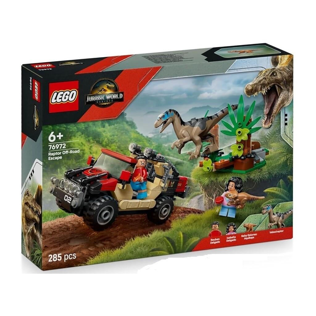 Lego Jurassic World Rebirth Huida en Todoterreno y Raptor al Acecho