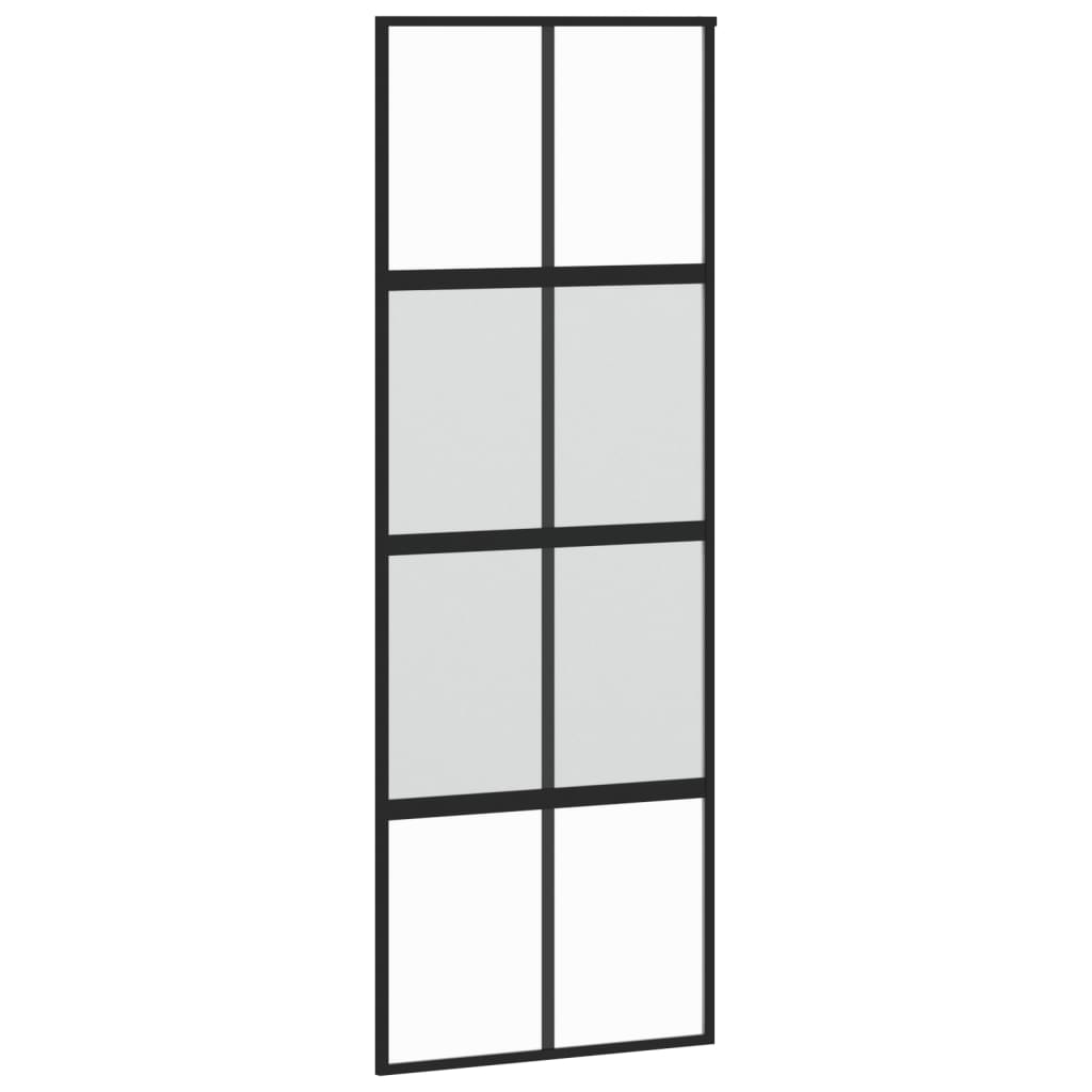 vidaXL Puerta Corredera Panel de Granero Hogar Vidrio Templado y Aluminio Negra Dimensiones 76 x 205 cm, 90 x 205 cm, 102.5 x 205 cm