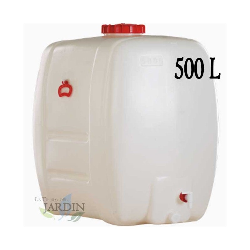 GRAF Barril Alimentario de Polietileno 500 Litros 105x70x101 cm | Bidon para Liquidos y Bebidas | Depósito con Tapa y Grifo