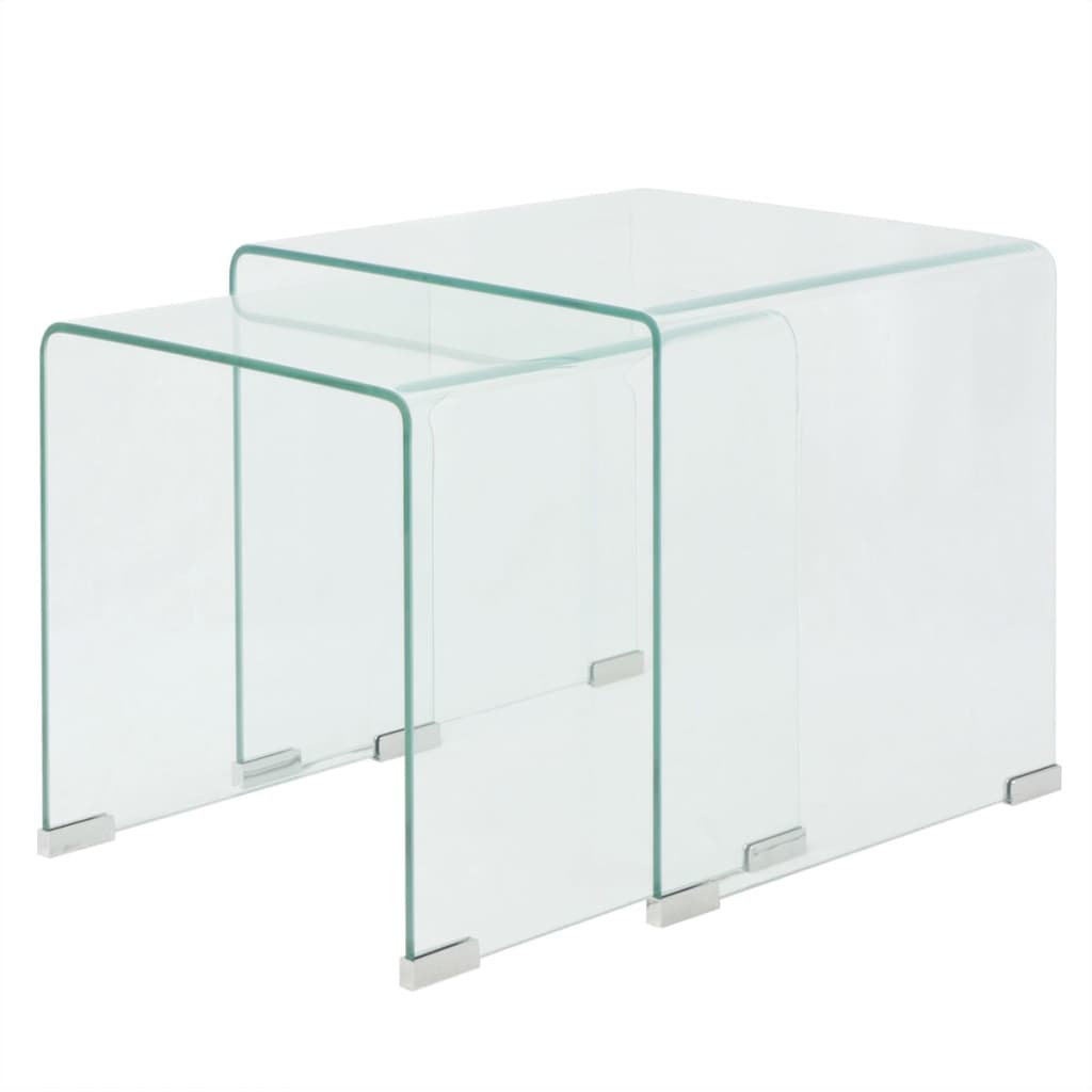 vidaXL Mesas de centro apilables vidrio templado claro 3, 2, Mesita de Salón o Comedor o Auxiliar Mesa de Café Meuble Salón