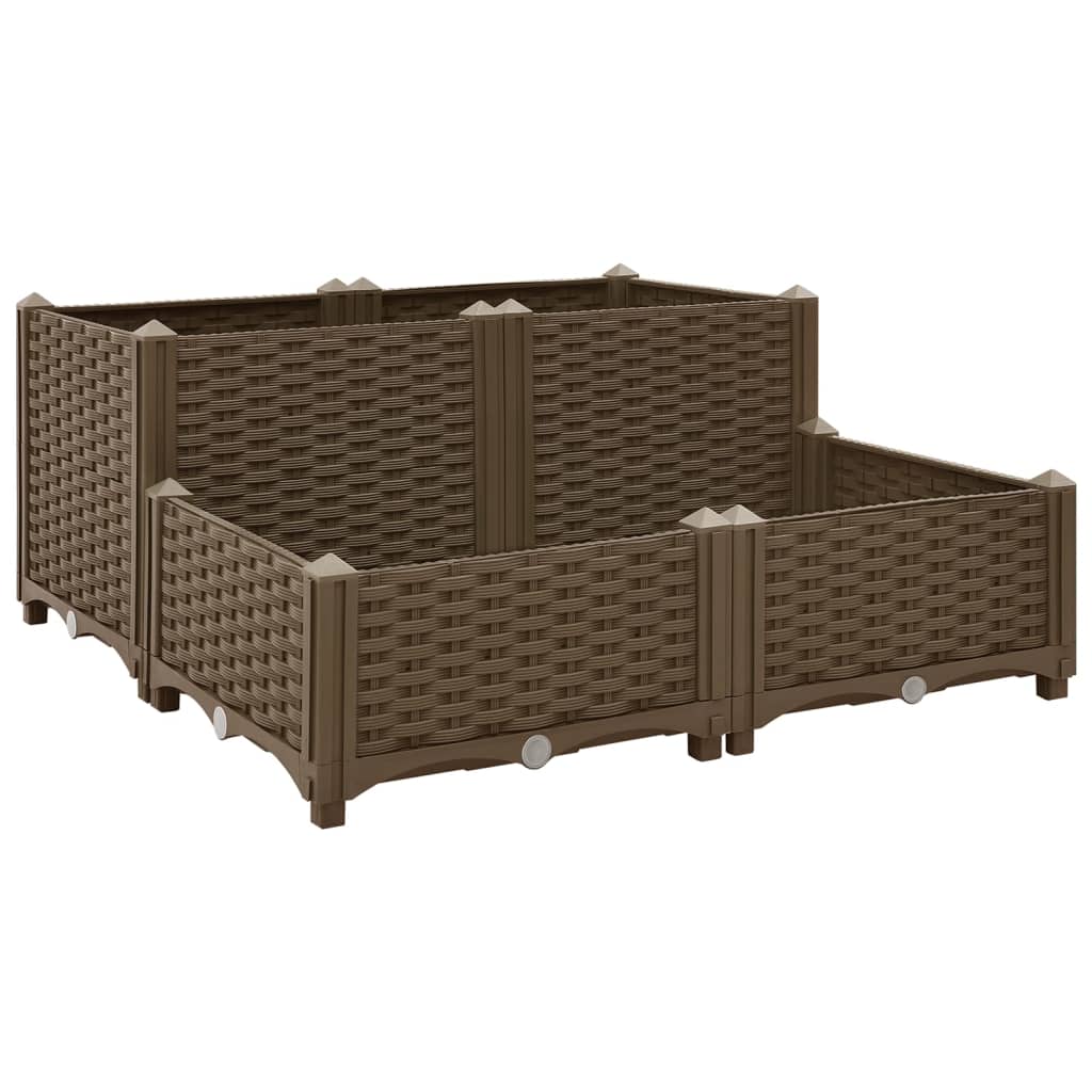 vidaXL Arriate 80x80x38 cm polipropileno Color Gris oscuro,  Marrón,  Negro y mas