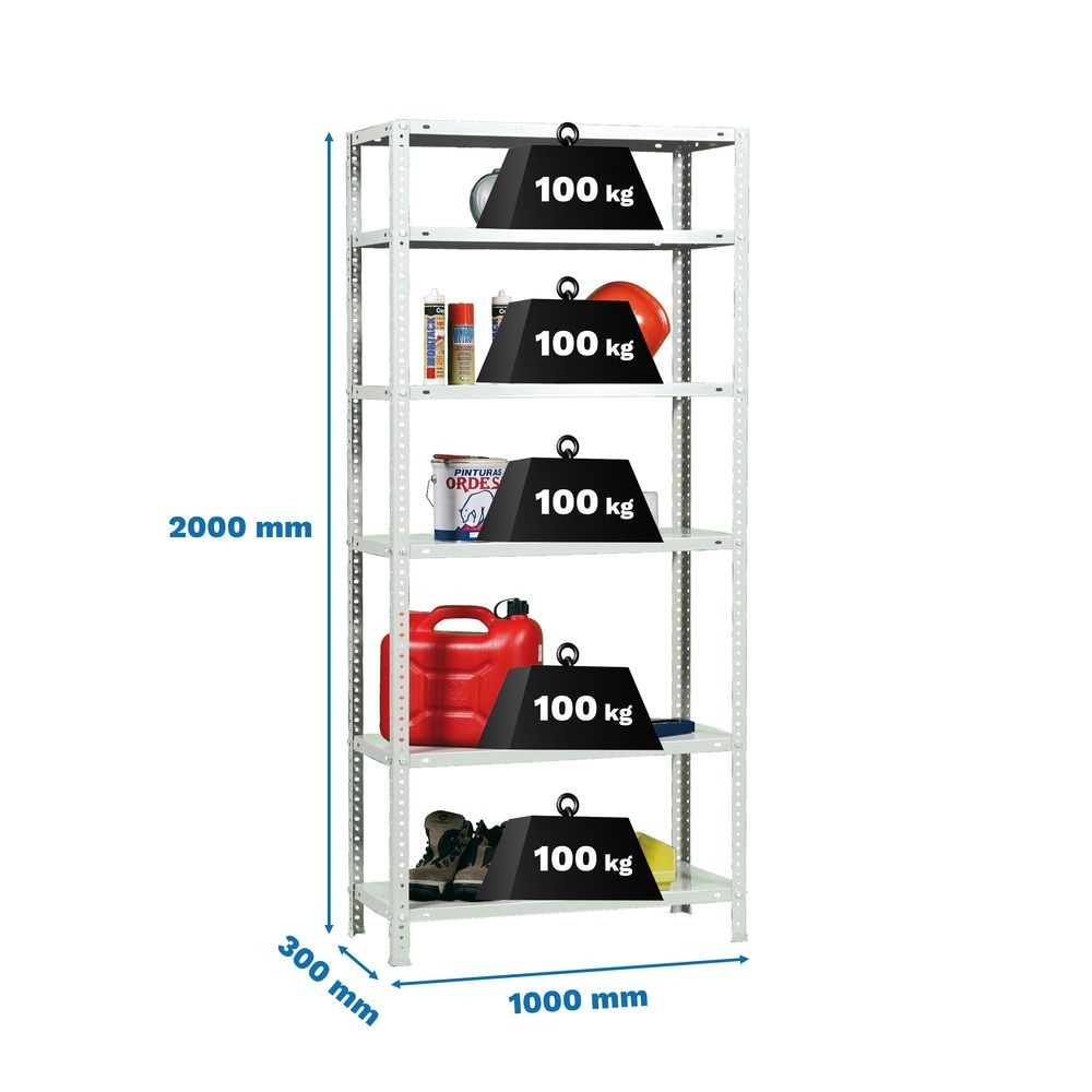 Estantería SIMONRACK COMFORT PLUS 6/300 BLANCO 2000x1000x300