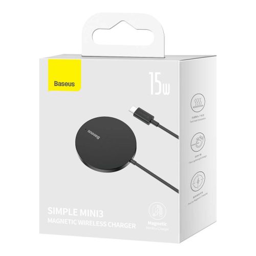 Baseus wireless charger magnetic simple mini3, 15w black (ccjj 040001 )