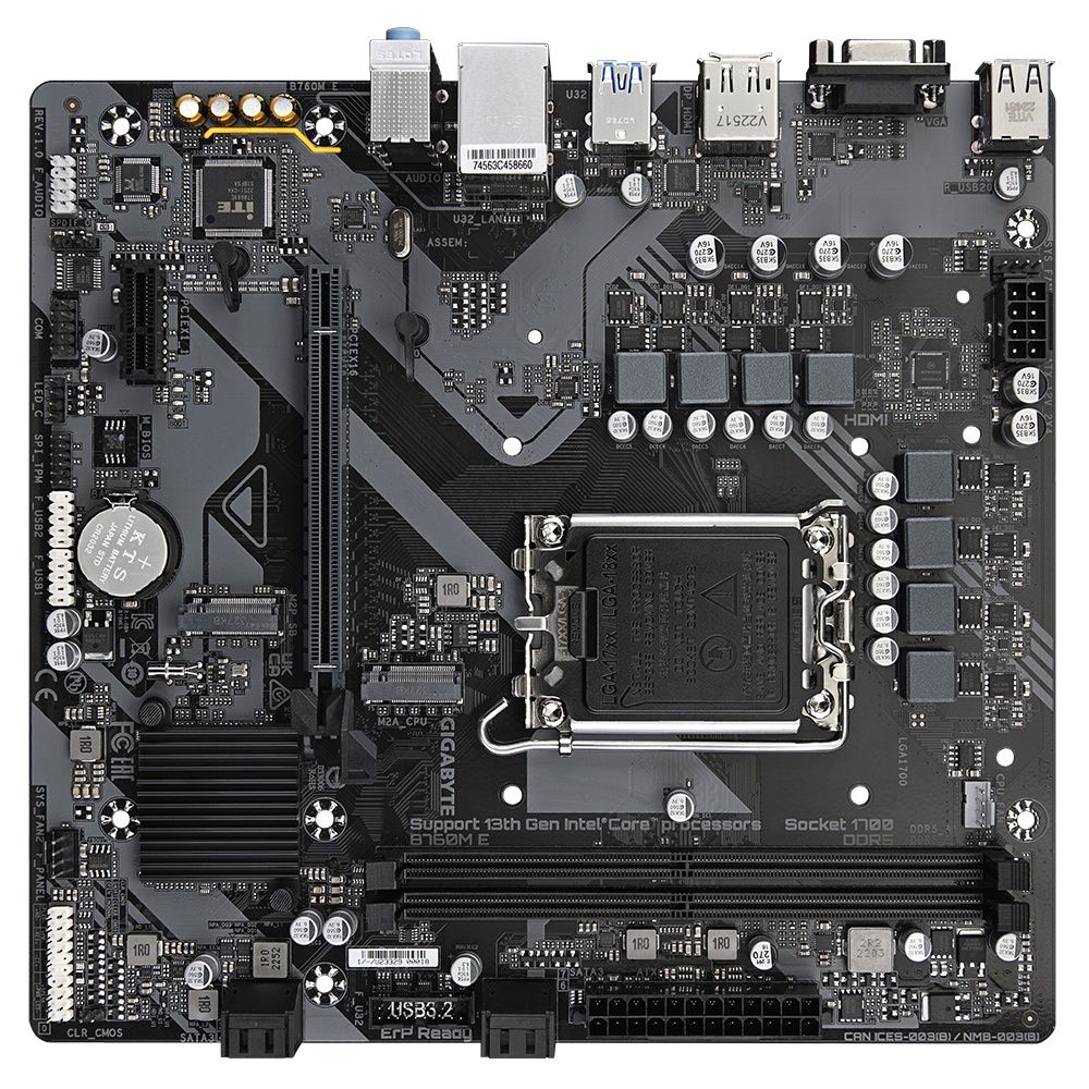 Gigabyte - Placa base B760M E DDR5 para procesadores Intel de 14ª generación con regulación de voltaje híbrido 6+1+1 fases, soporte DDR5 hasta 7200 MHz XMP y ranuras M.2 PCIe 4.0 para PC gaming y estaciones de trabajo