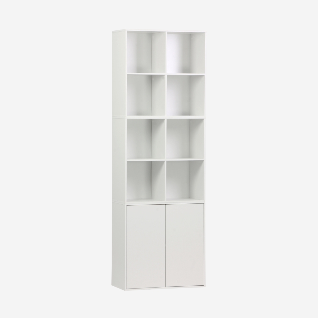 sweeek - Estante, biblioteca modular con 2 puertas y 8 nichos , Kompo , 70x35x70