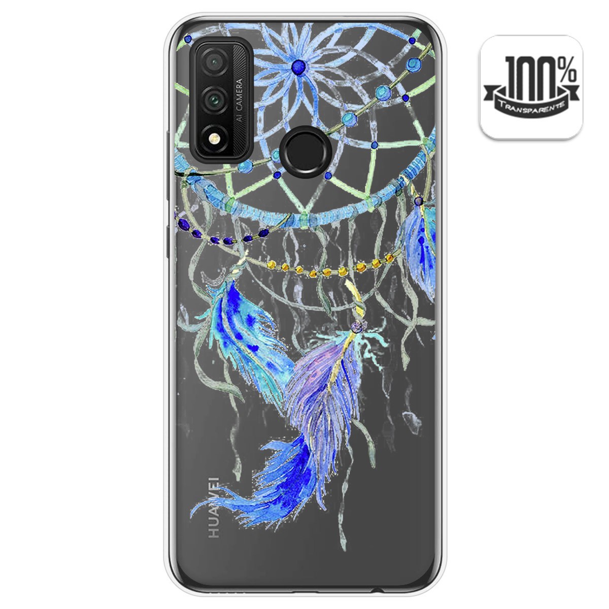 Tumundosmartphone Funda Gel Transparente para Huawei P Smart 2020 diseño Plumas Dibujos