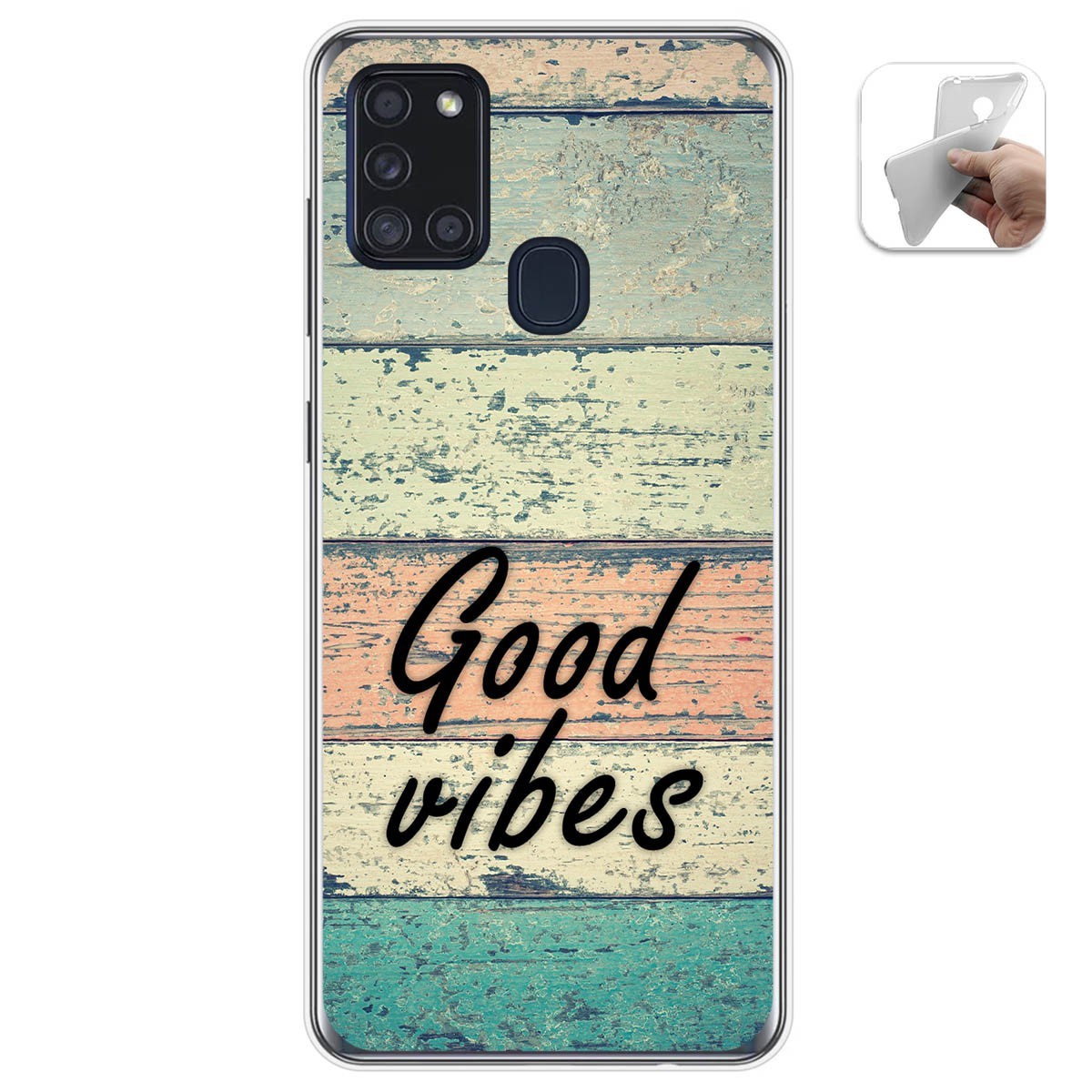 Tumundosmartphone Funda Gel Tpu para Samsung Galaxy A21s diseño Madera 01 Dibujos