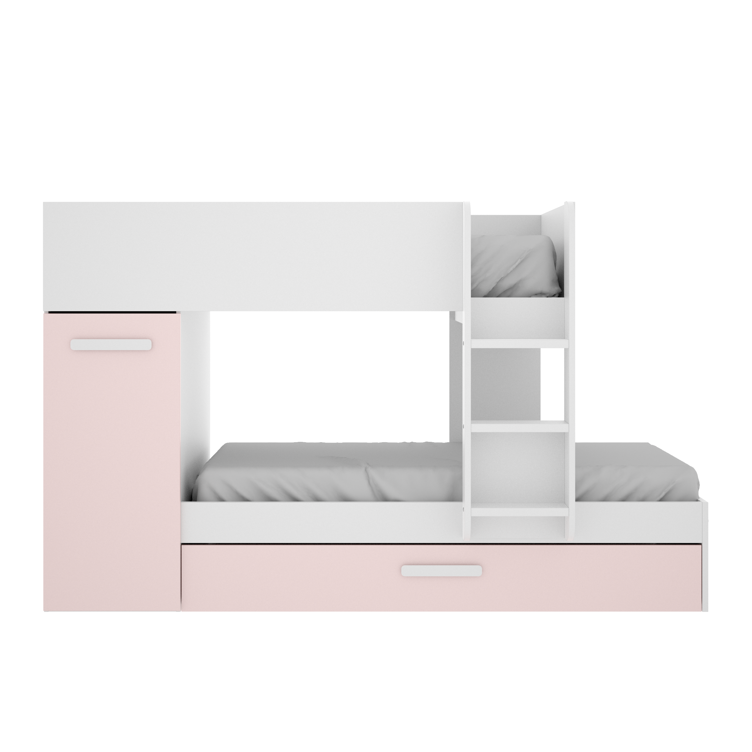 DEKIT GRUPO RIMOBEL TOM - CAMA TREN CON 3 CAMAS - BLANCO / ROSA - 150 x 244 x 112