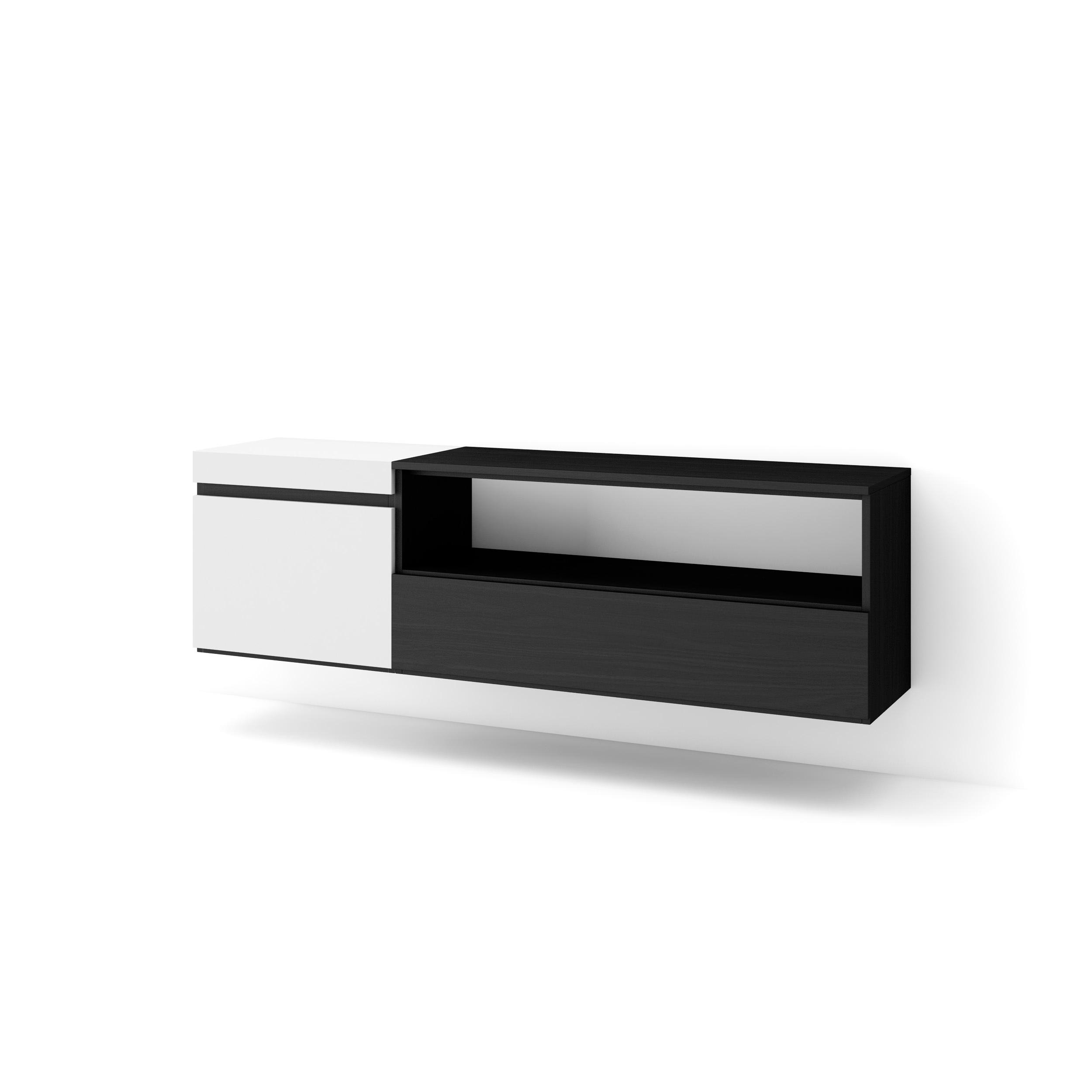 Skraut Home, Mueble de Televisión en melamina de alta calidad, Veteado de madera, Tacto poroso, Estilo Moderno Elegante, 153x35x45cm