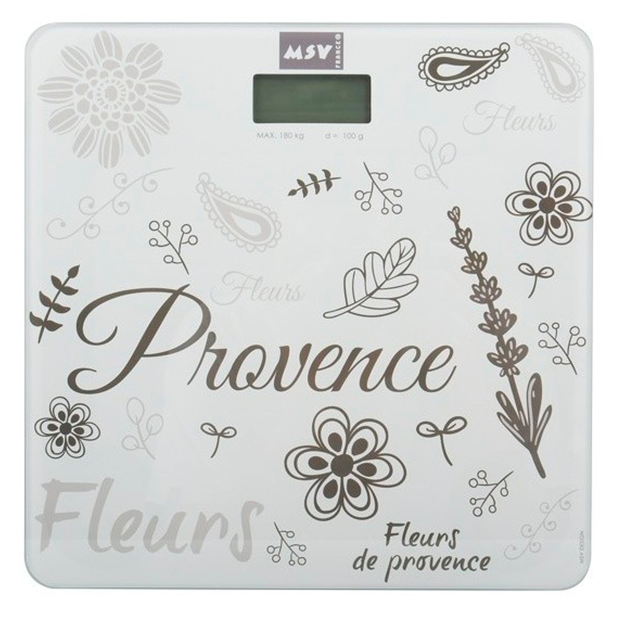 Báscula de Baño MSV Provence 29x29cm con Vidrio de Seguridad y Medición de Alta Precisión