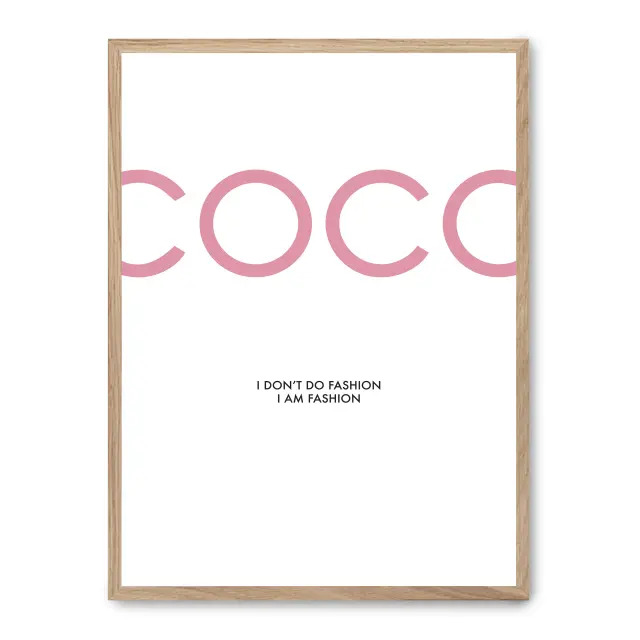 Cuadro coco i 30x40cm, Póster impreso en papel de primera calidad de 180gr, montado sobre marco de madera MDF acabado roble., Moda