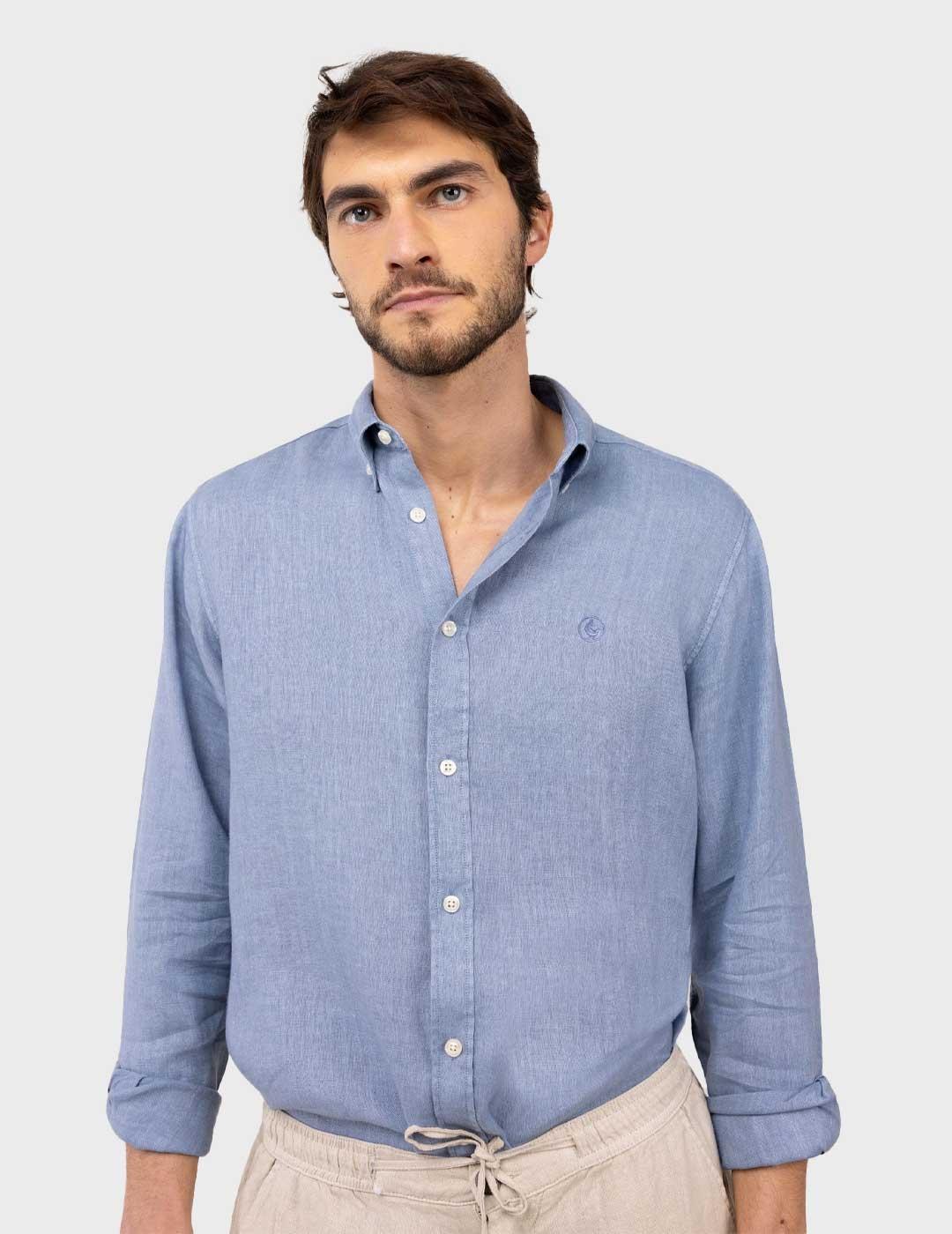 El Ganso Garment camisa azul de lino para hombre