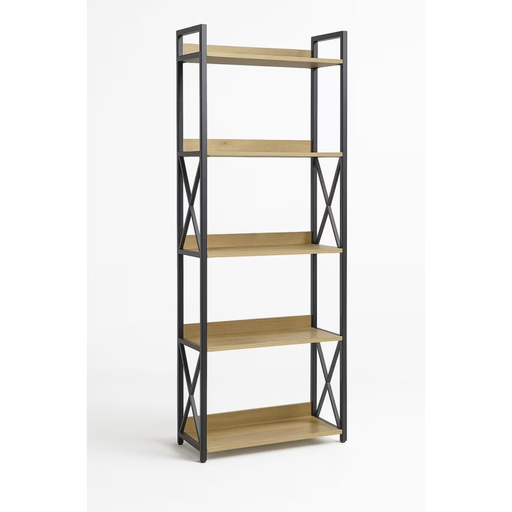 ORION91oficial® - Estantería Librería | 5 estantes | MDF y Acero | Color Negro 🖤 | Despacho | Librería | Salón | Despensa | Oficina | 177x63x30 cm - spaziOrion91