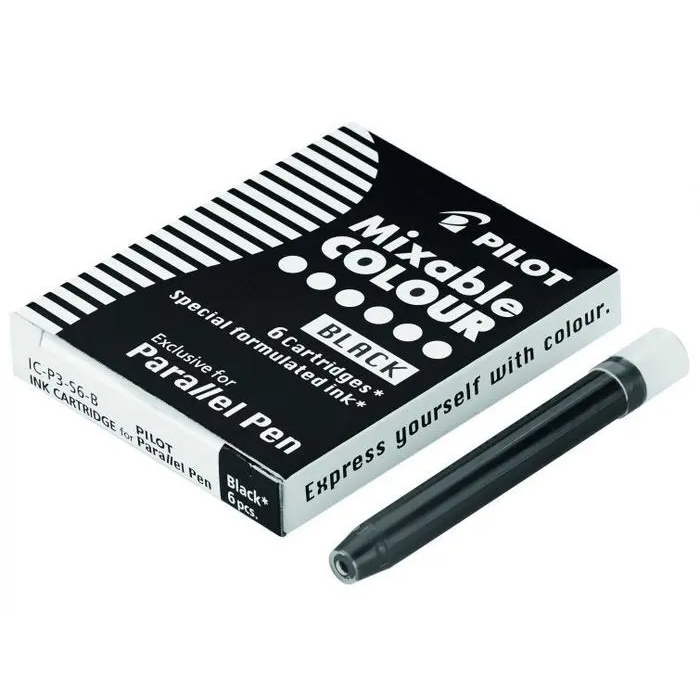 Pilot Caja de 6 Cartuchos para Pluma Caligráfica Parallel Pen Color Negro