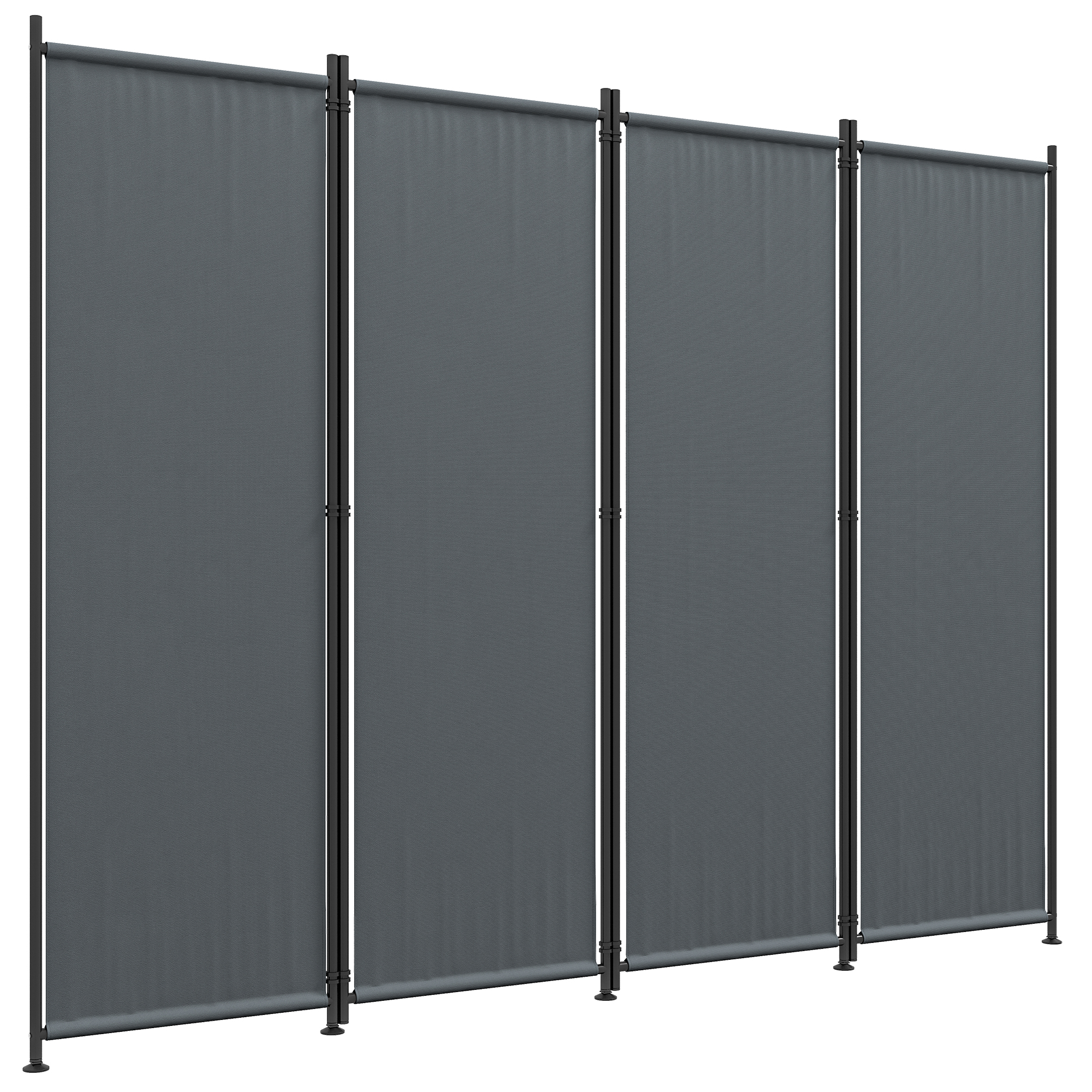 Outsunny Biombo Separador de Ambientes de 4 Paneles Divisor Plegable 223x170 cm Biombo Exterior para Terraza Patio Jardín Gris Oscuro