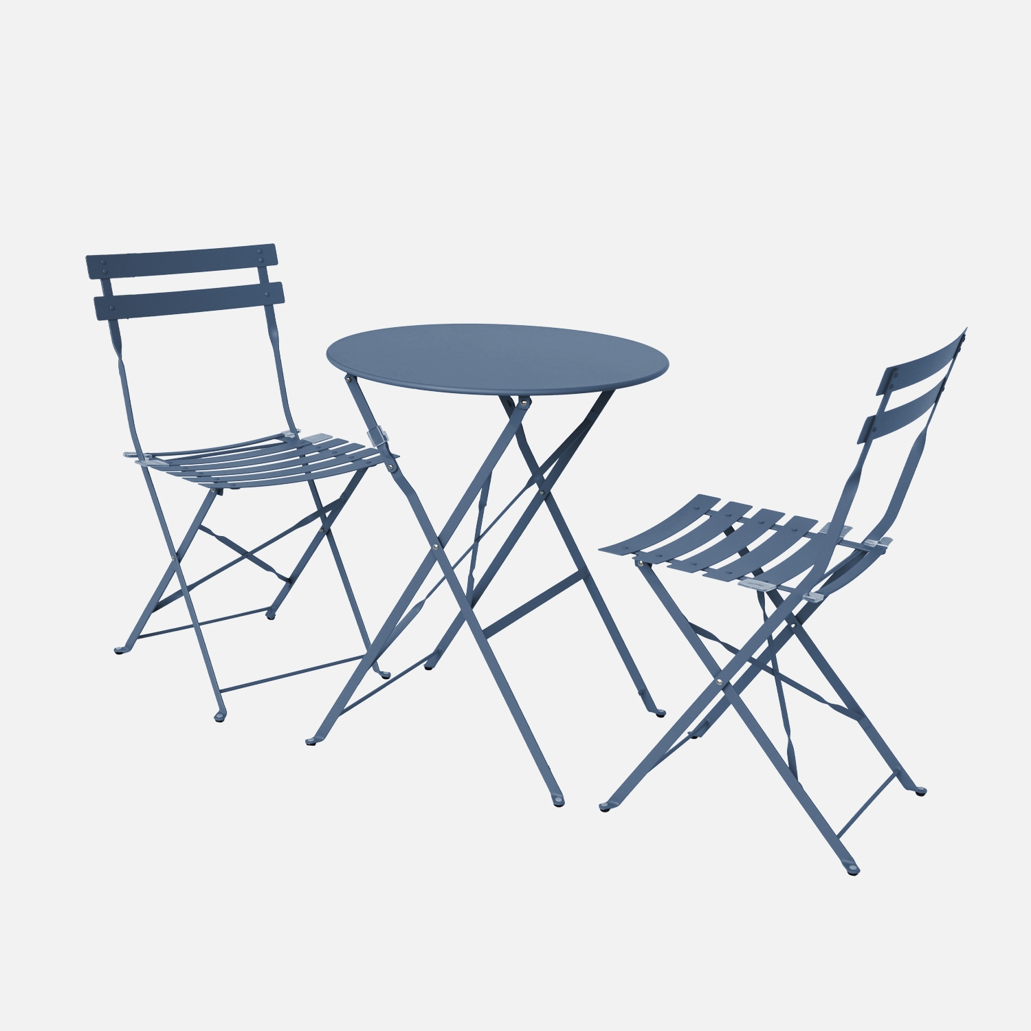 sweeek - Set mesa de jardín bistró plegable de acero con 2 sillas,  ø60cm , Emilia , 60x60x71