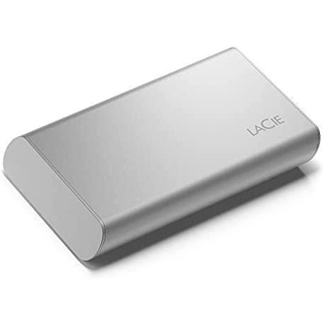 Lacie Disco Duro Externo Portable SSD 1 TB USB-C USB 3.2 Gen 2 - Velocidades de Hasta 1,050 Mb/s - Moon Silver - Mac PC Ipad - Incluye Rescue Services (STKS1000400)