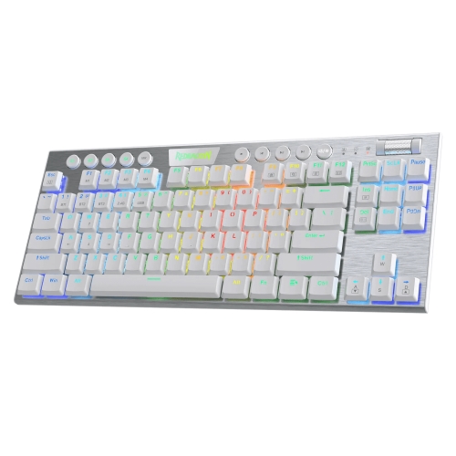 Redragon - horus teclado mecánico tkl gaming inalámbrico rgb - switch rojo - español - blanco