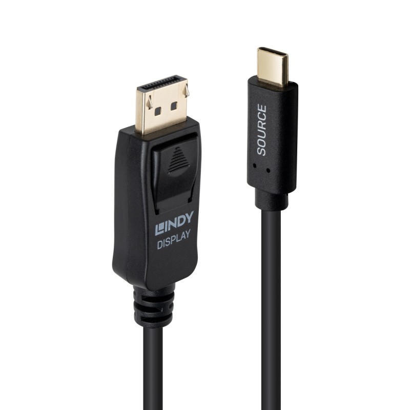 Lindy - 43502 adaptador de cable de vídeo 3 m USB Tipo C DisplayPort Negro 43502