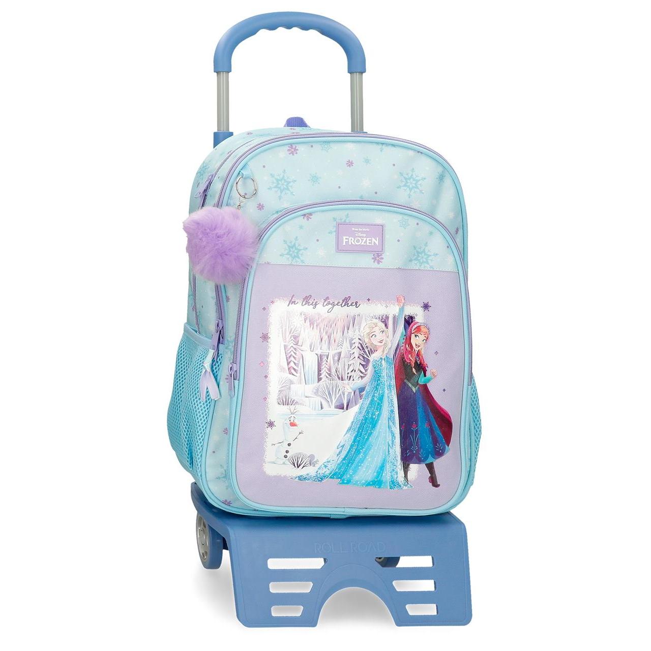 Mochila escolar con carro Frozen in this together 30x40x13cm Lila