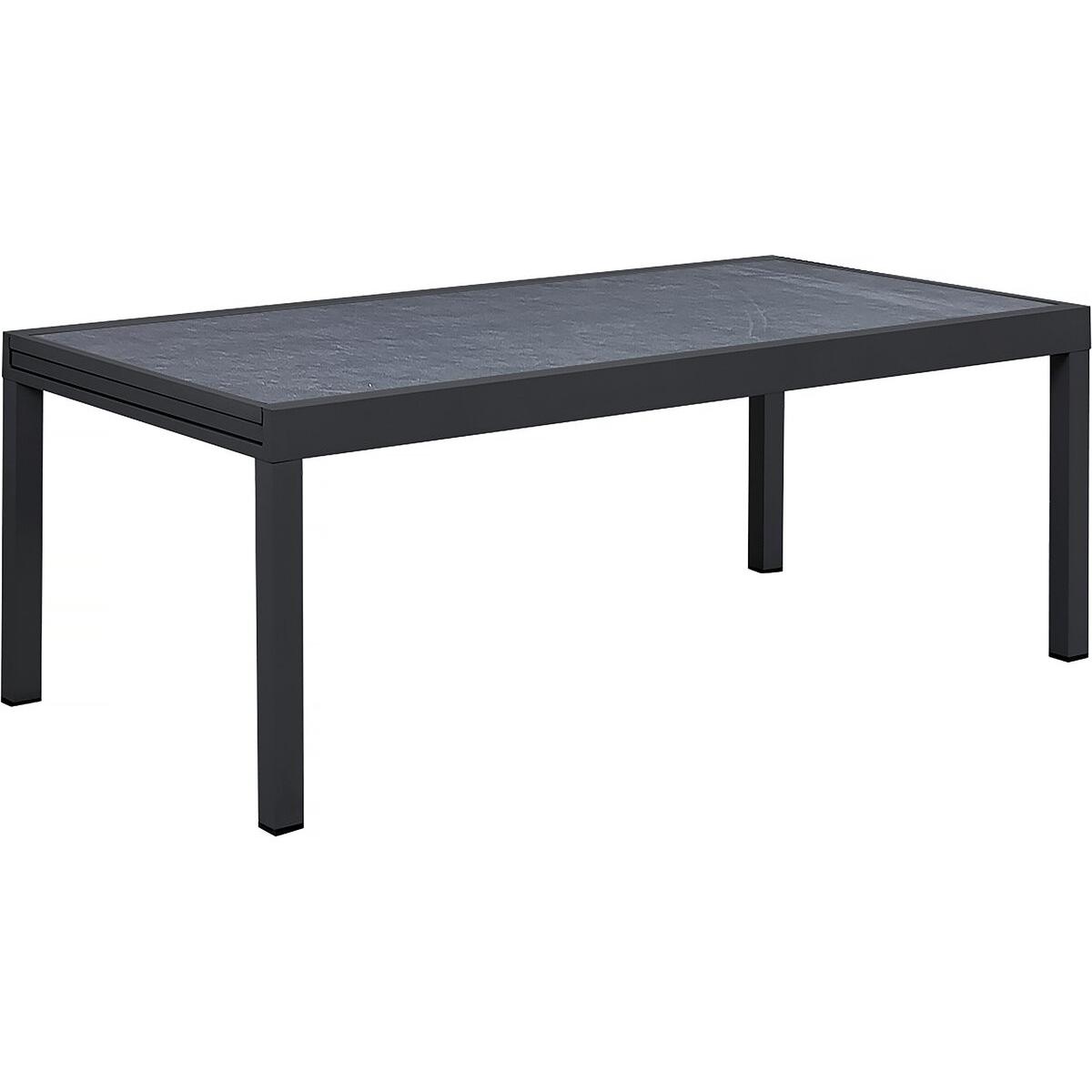 Habitat y Jardin - Mesa de jardín extensible de aluminio "Lagos" - 200/320 x 105 x 76 cm - Negra