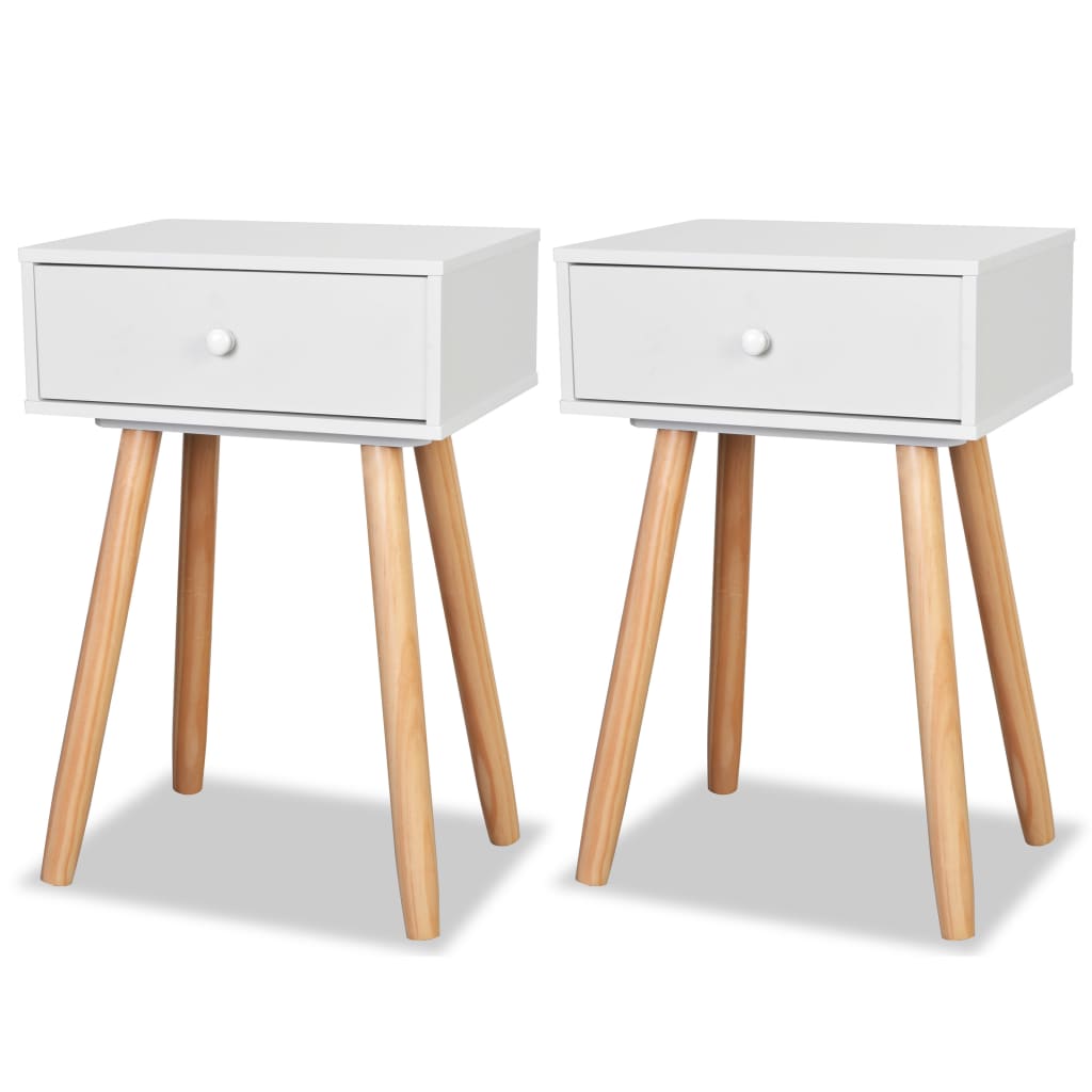 Vidaxl Mesitas de Noche 2 Unidades. Madera Maciza de Pino 40x30x61 Cm - Blanco, Negro, Marrón y Más