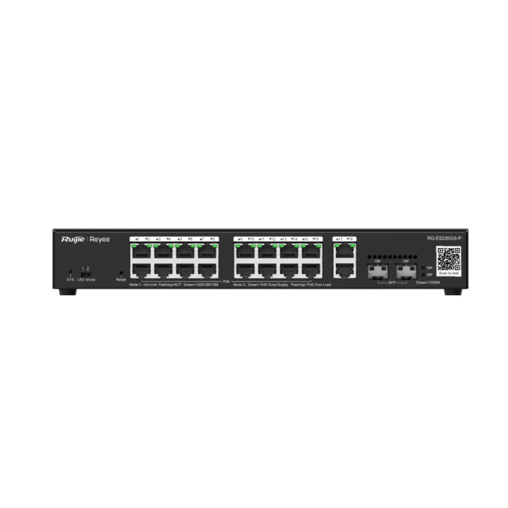 Switch gestionado Ruijie RG-ES220GS-P 18 puertos Gigabit PoE L2 carcasa metálica