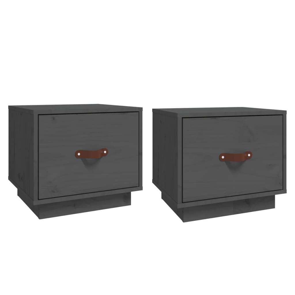 Vidaxl Mesitas de Noche 2 Unidades Madera Maciza de Pino 40x34x35 Cm Natural