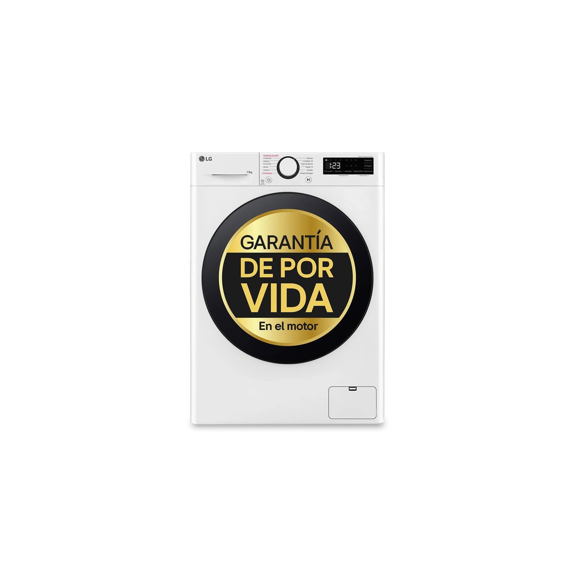 LG - Lavadora frontal F4WR6013AGW de 13 kg, clase energética A y centrifugado a 1400 rpm con motor Direct Drive, color blanco