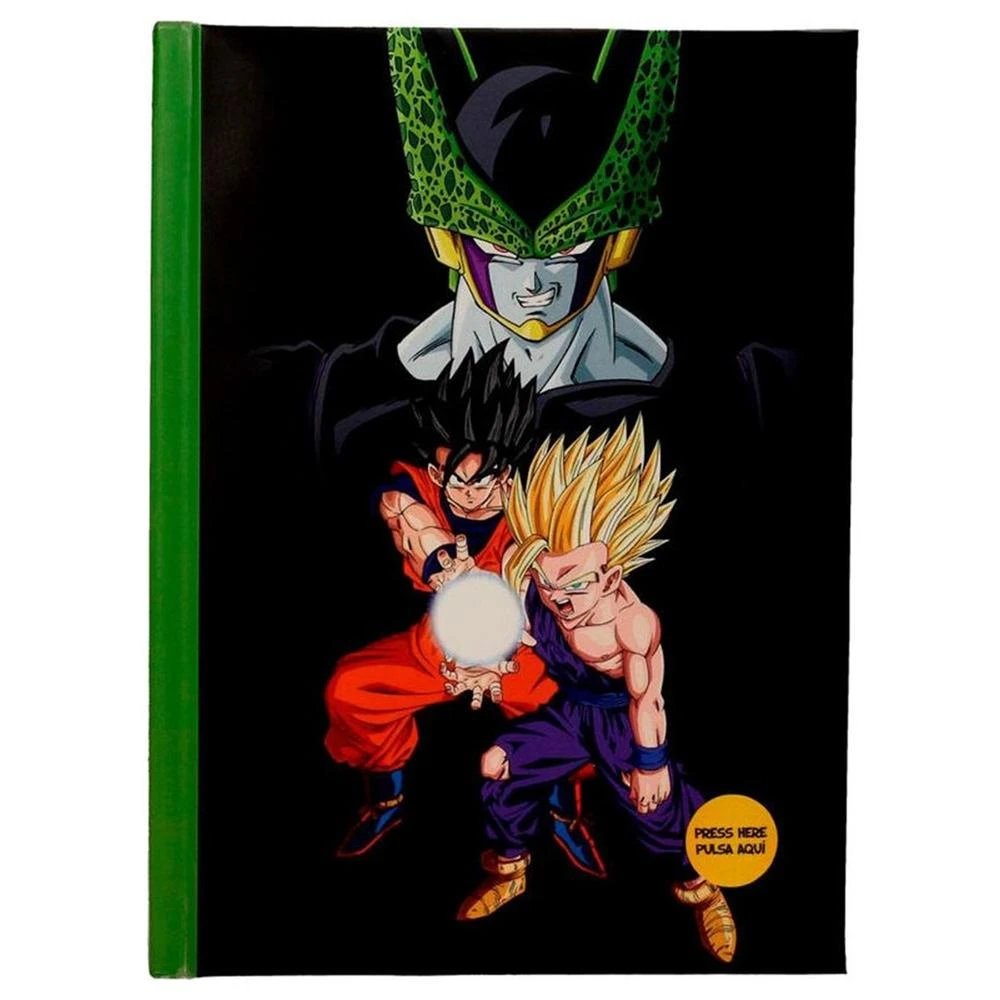 SD Toys - Libreta oficial Dragon Ball Z SDTDRB24986 con portada LED iluminada de Goku, Gohan y Cell, tamaño 15 x 20 cm para fans y coleccionistas