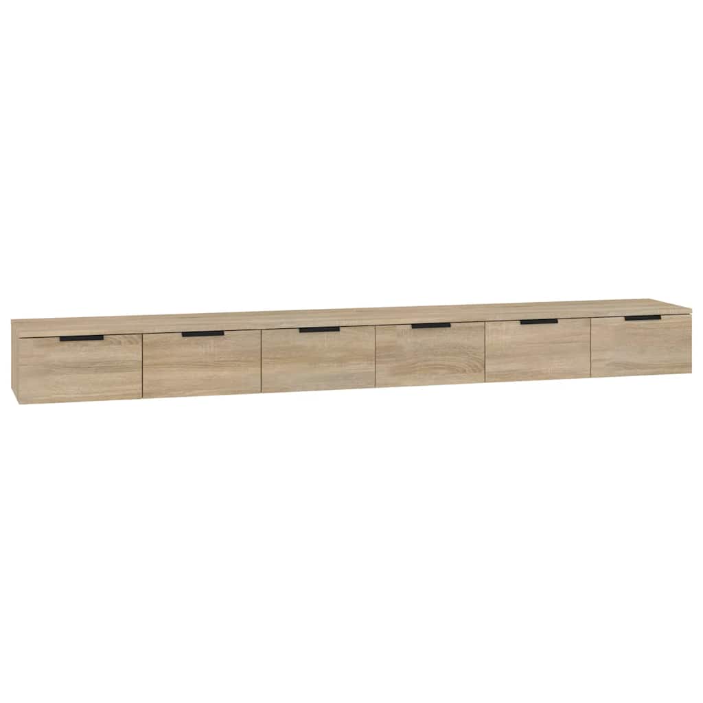 vidaXL Armarios de pared 2 uds contrachapada roble Sonoma 102x30x20 cm